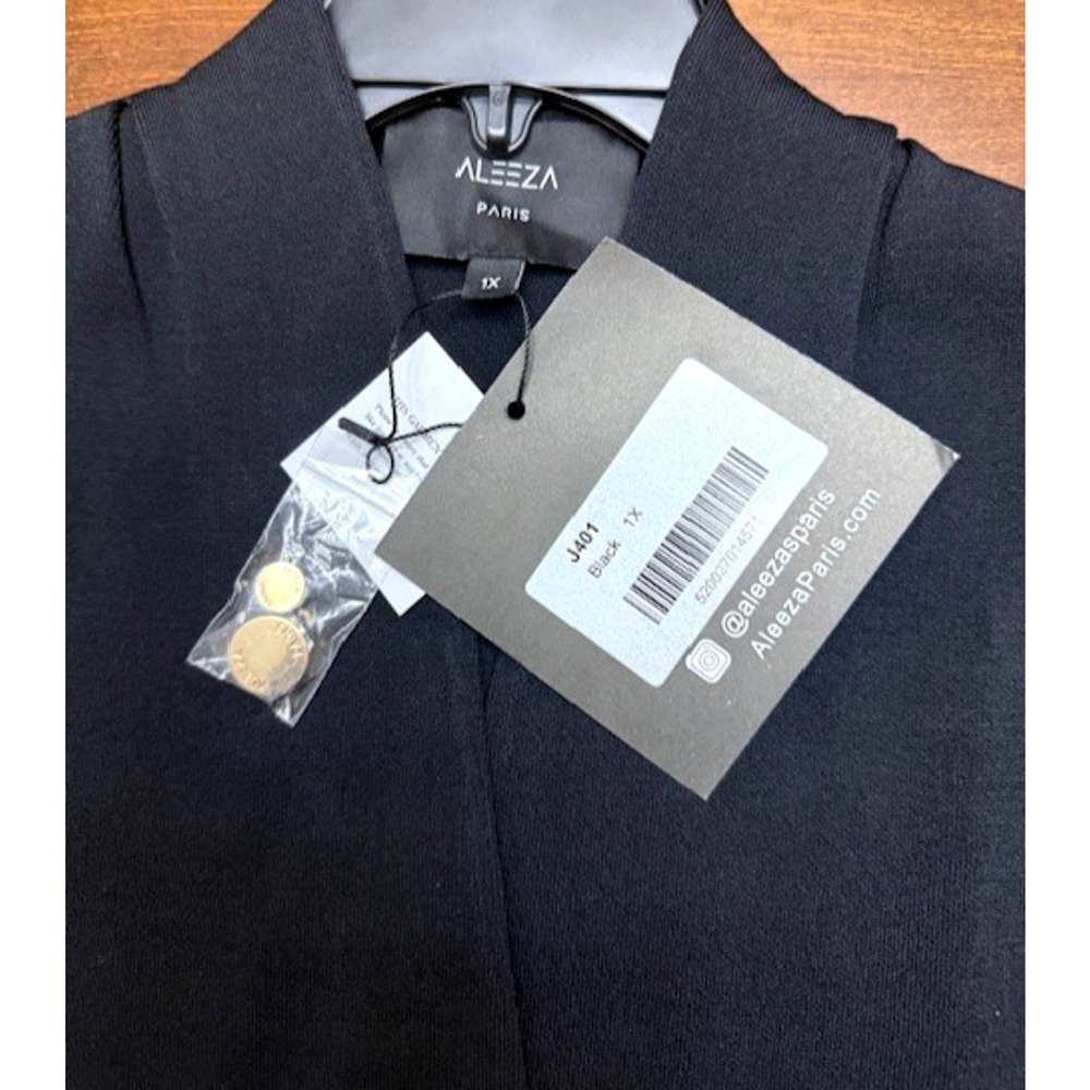 NWT Aleeza Paris Marcey Black Gold Buttons Luxury Knit Blazer Size 1X MSRP $250 - Picture 14 of 14